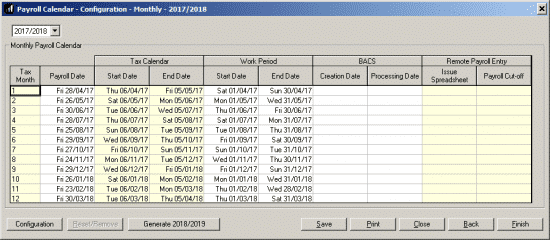 Configuring the payroll calendar | IRIS